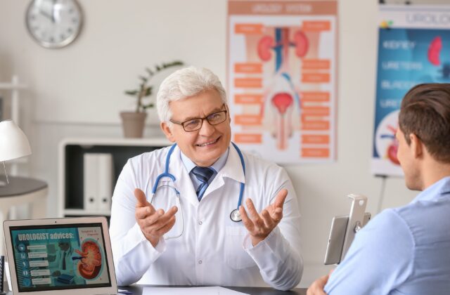 Pacjent siedzący w gabinecie urologicznym
